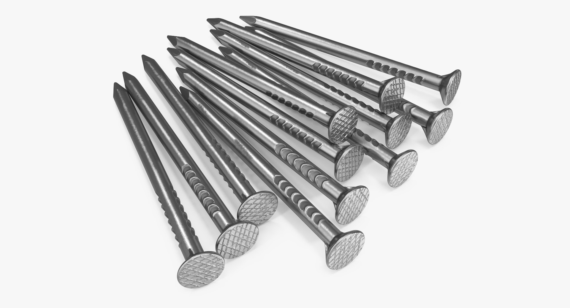 Small Pile Of Steel Nails 3D model preview