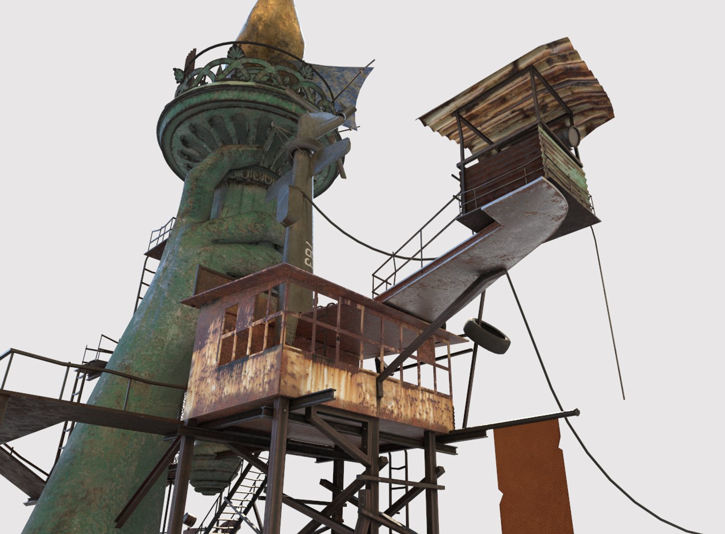 Post-Apocalyptic Base With Statue Of Libertys Hand Model - TurboSquid ...
