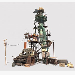 Post-Apocalyptic Base With Statue Of Libertys Hand model