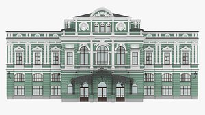 3D great drama theater facade building model