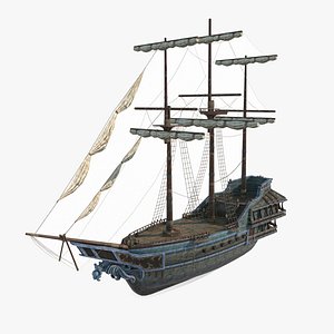 Ancient large sailboats and warships 3D