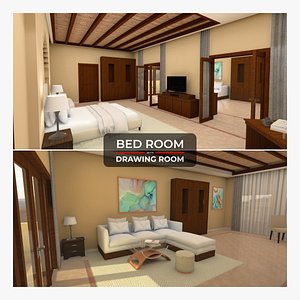 3D Bedroom and Drawingroom