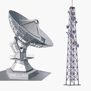 satellite dish cellular tower 3D model