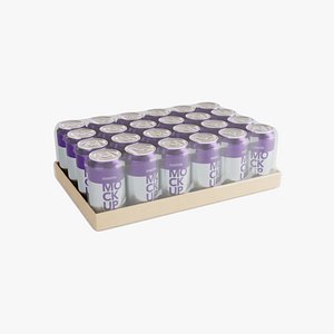 3D model Grape Soda Can Pack of 24