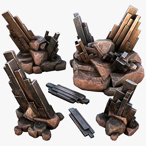 Silver Ore Mineral Stones and Rocks 3D model