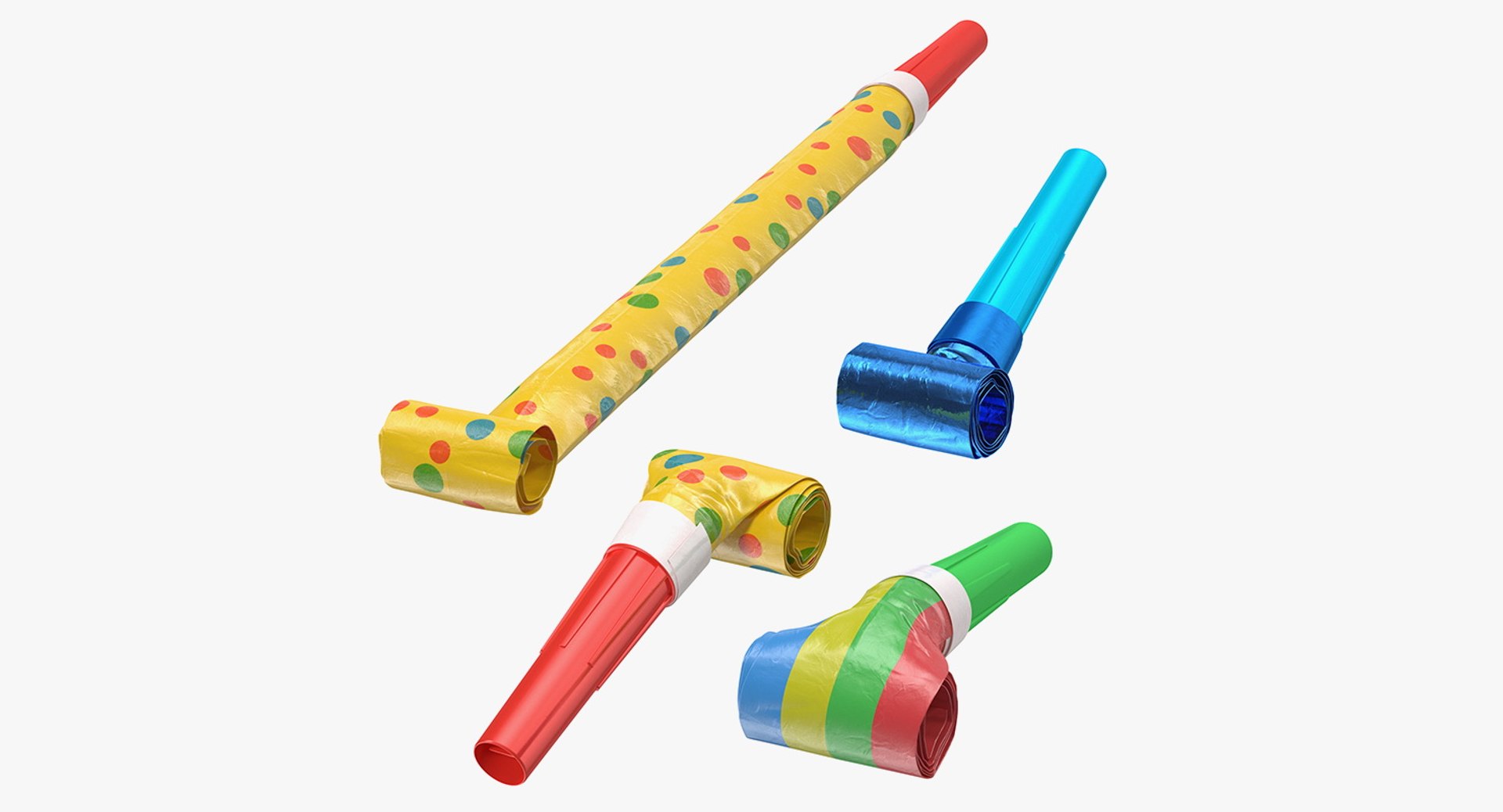 Party Air Whistles Set 3D model preview