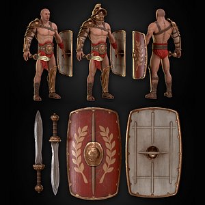 3D Roman Gladiator Rigged model