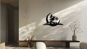 Motocross Rider Mountain Wall Art 3D model