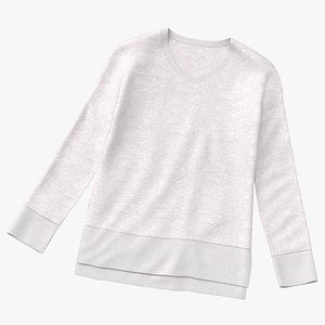 3D Sweatshirt Female V Neck Flat Blank White and Branded Heather model