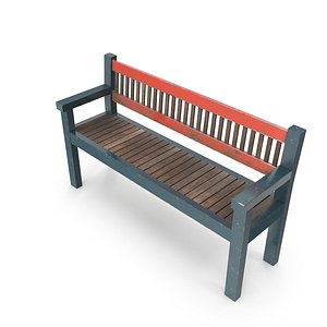 Weathered Outdoor Park Bench 10