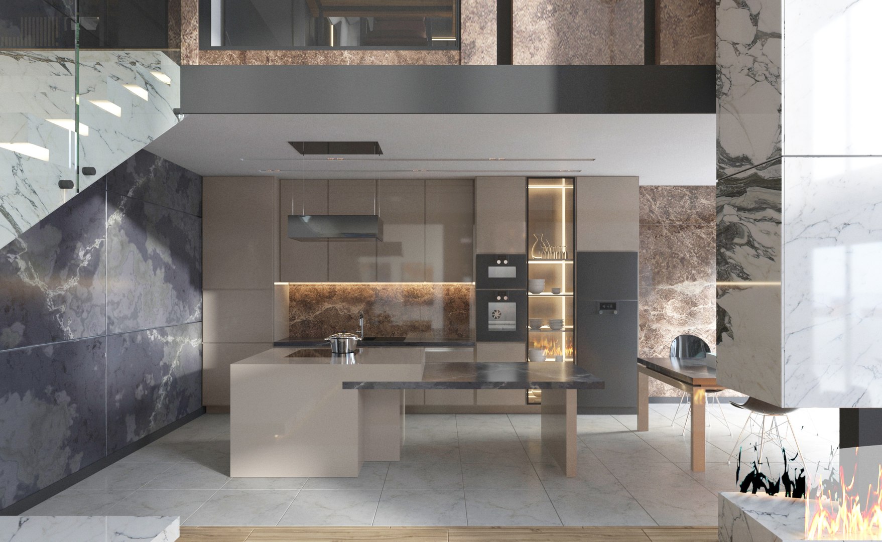 3D Model Luxury Loft Apartment Interior - TurboSquid 1801470