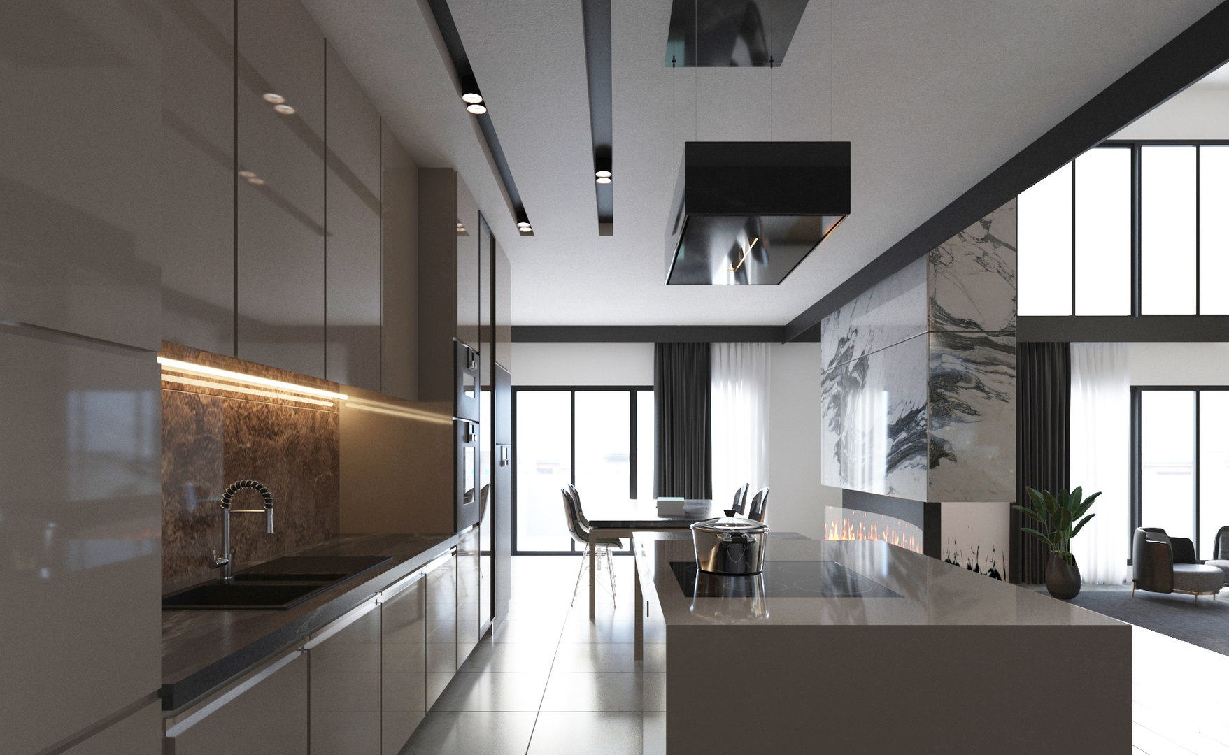 3D Model Luxury Loft Apartment Interior - TurboSquid 1801470