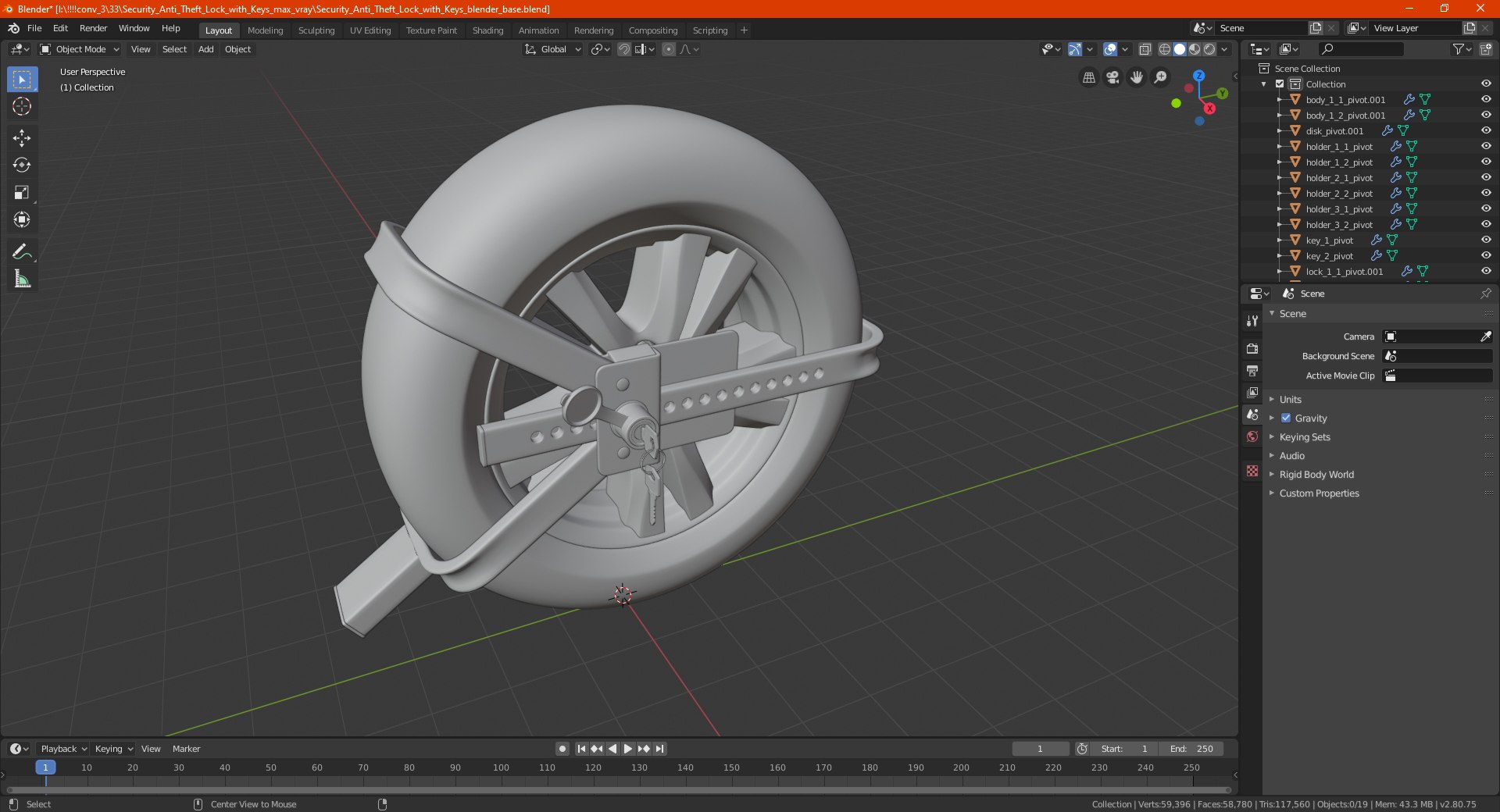 3D Model Security Anti Theft Lock - TurboSquid 1608823