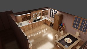 3D Contemporary Kitchen Interior 4 Model - TurboSquid 1511451