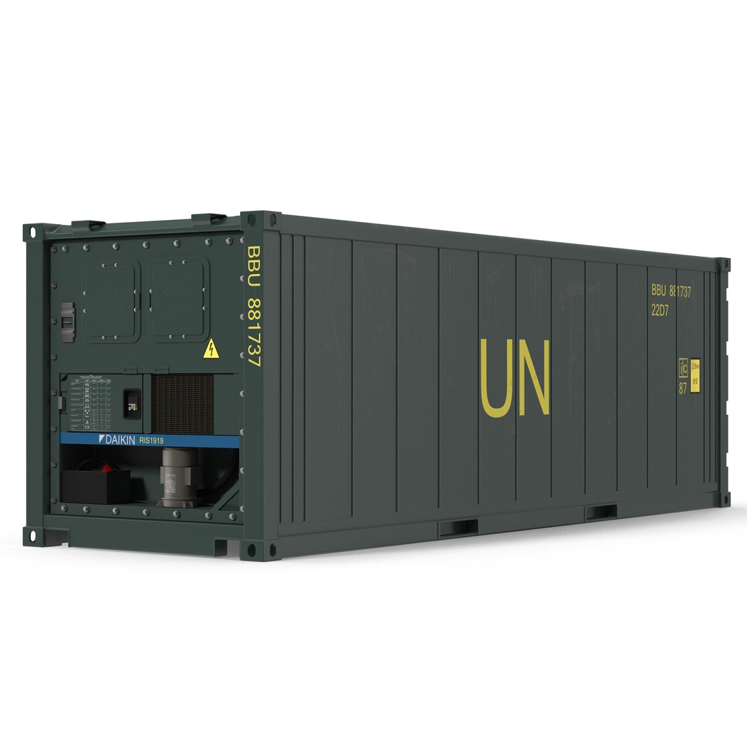 ISO Refrigerated Container Green 3D model preview