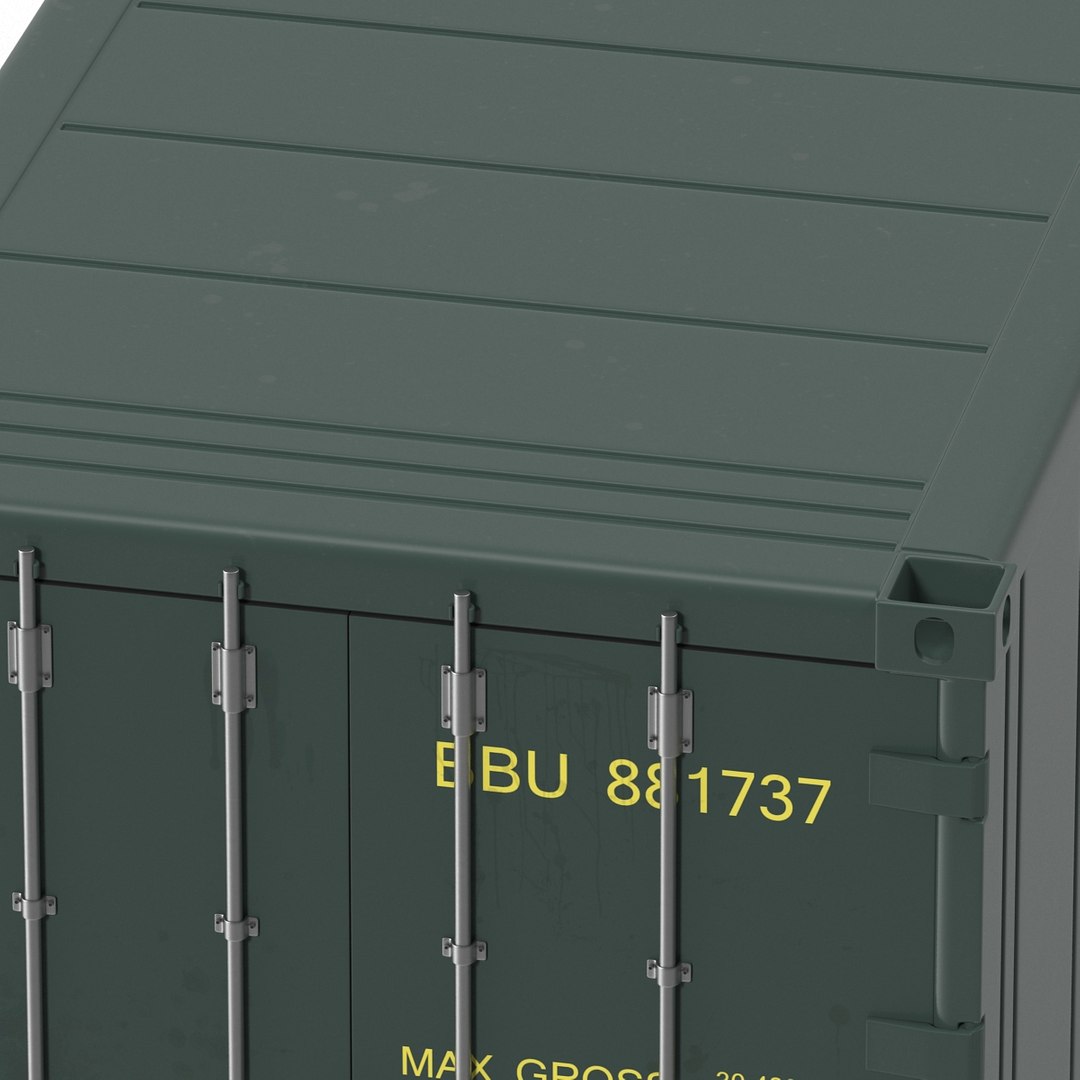 3d iso refrigerated container green model