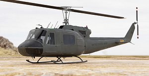 Bell Iroquois UH-1 Huey Military Helicopter 3D model