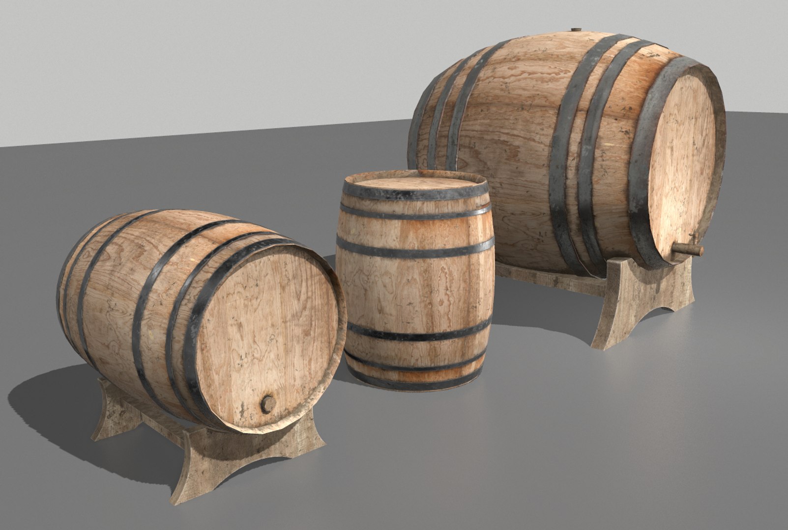 2 wooden barrels 3D model https://p.turbosquid.com/ts-thumb/8g/7o6ND8/x0i1gNy2/screenshot011/png/1584833537/1920x1080/fit_q87/a1ae4dfc57a5e762b0acd08af34a4490955e8e12/screenshot011.jpg