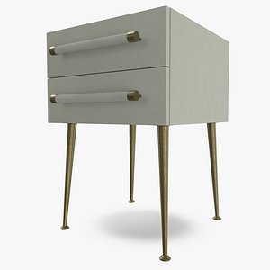 2 DRAWER NIGHTSTAND WITH WICKER HANDLE