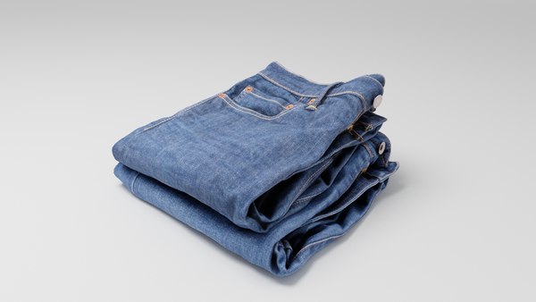 Pile or stock of folded blue jeans pants wardrobe 3D model - TurboSquid ...