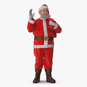 santa claus holding gift 3D model