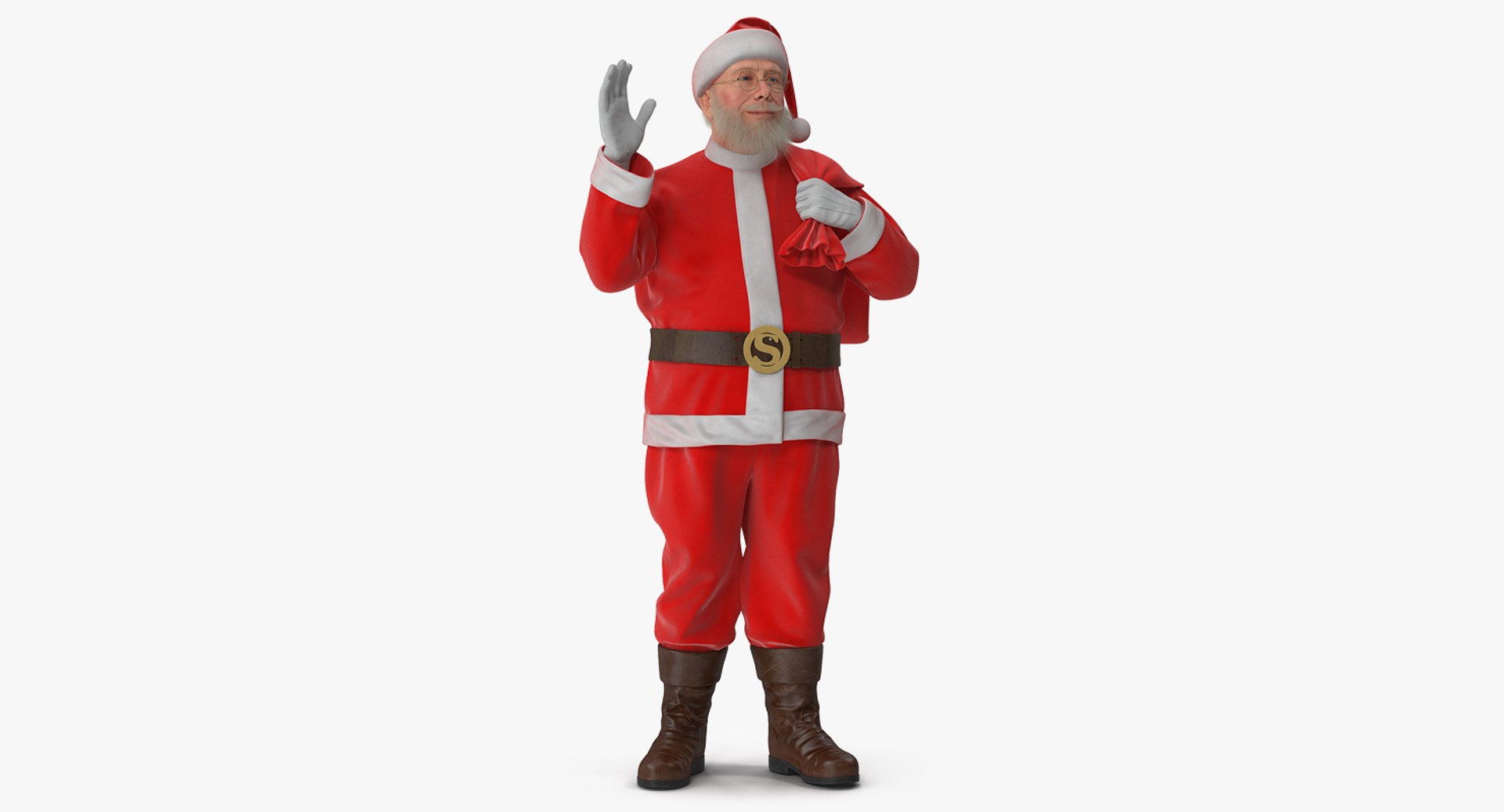 Santa Claus Holding Gift Bag 3D model preview