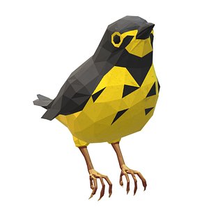 3D Canada warbler bird - low poly