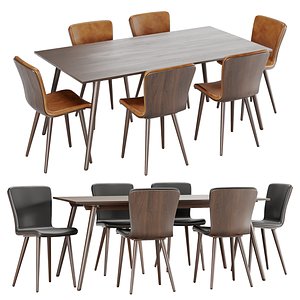 Aurora Table and Boulder Chair 3D model