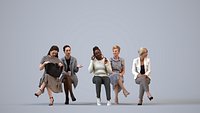 Basics0315 - A set containing 5 models of female adults sitting in casual attire in home settings