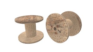 Wooden Cable Reel 3D Model AR VR PBR 3D model