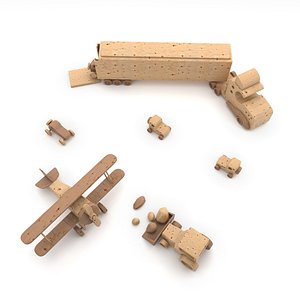 3D children toys wood model