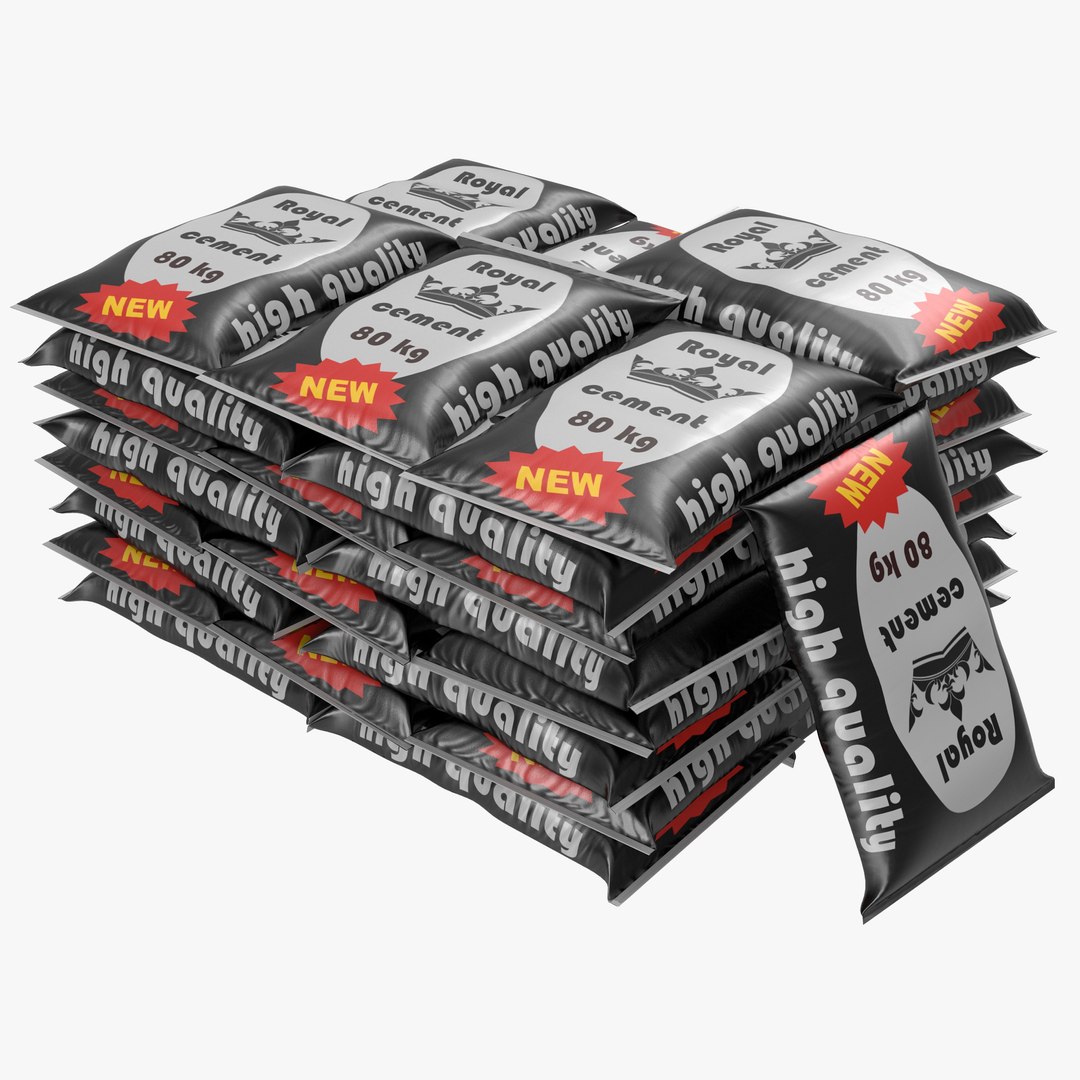 Cement Bags Stack 3D Model 3D model preview