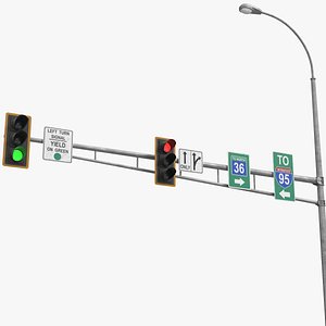 Street Light with Traffic Signal HD 3D