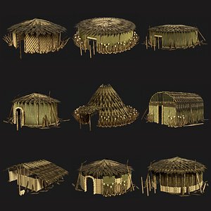 TRIBAL JUNGLE PRIMAL HUT HOUSE REED SILO STORAGE SURVIVAL AAA | 3D model