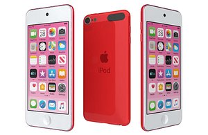 3D Apple iPod Touch Red Low Poly model