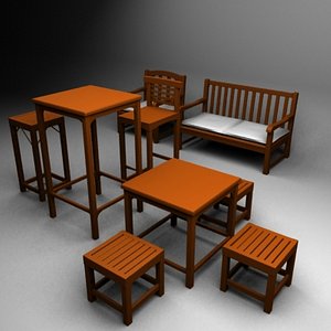 3d table chairs model