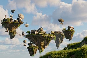 FANTASY STEAMPUNK SKY WORLD   MEGA COLLECTION 3D model