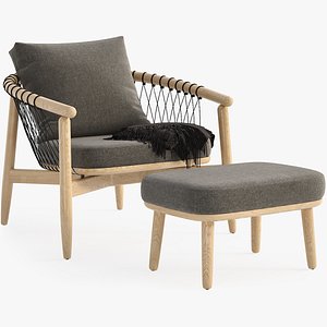 3D Crosshatch Chair and Ottoman model