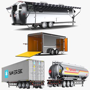 Four Detailed Trailers 3D model