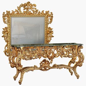 Classic console and mirror Set 03 3D