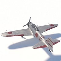 3D Mitsubishi A6M5 Zero - White Rigged Model