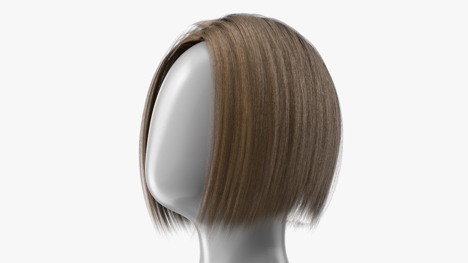 Sleek Bob Hairstyle Wig Brown 3D model preview