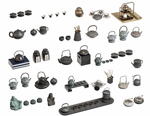 3D Chinese Tea Set Teapot Teacup Teawar