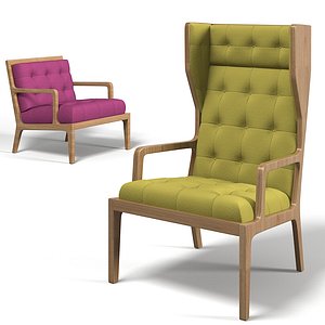 James hardwood wingback chair and tufted armchair