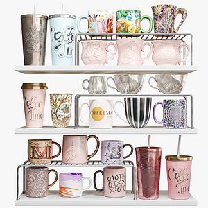 Set of stylish mugs 3D model