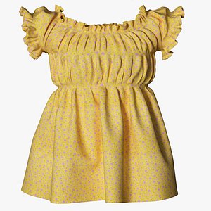 3D Short Female Yellow Summer Dress