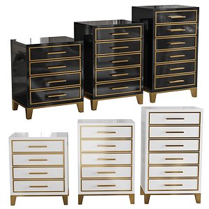 Homary-Chest of Drawers Mid-Century 5 Drawer Accent Chest Medium 3D model