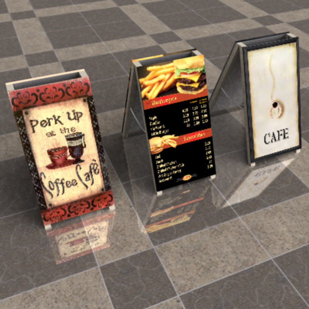 Folding Sign Board 3d 3ds