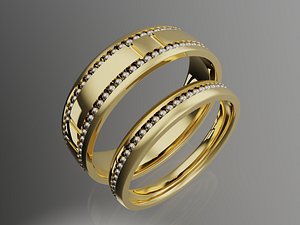 Modern Classic Wedding Bands 4-14US Sizes 3D model