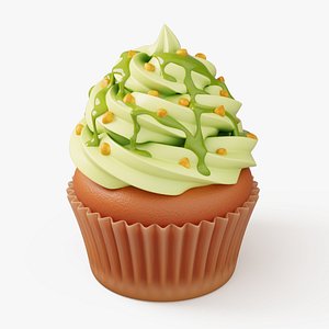 Pistachio Cupcake with Topping 3D model